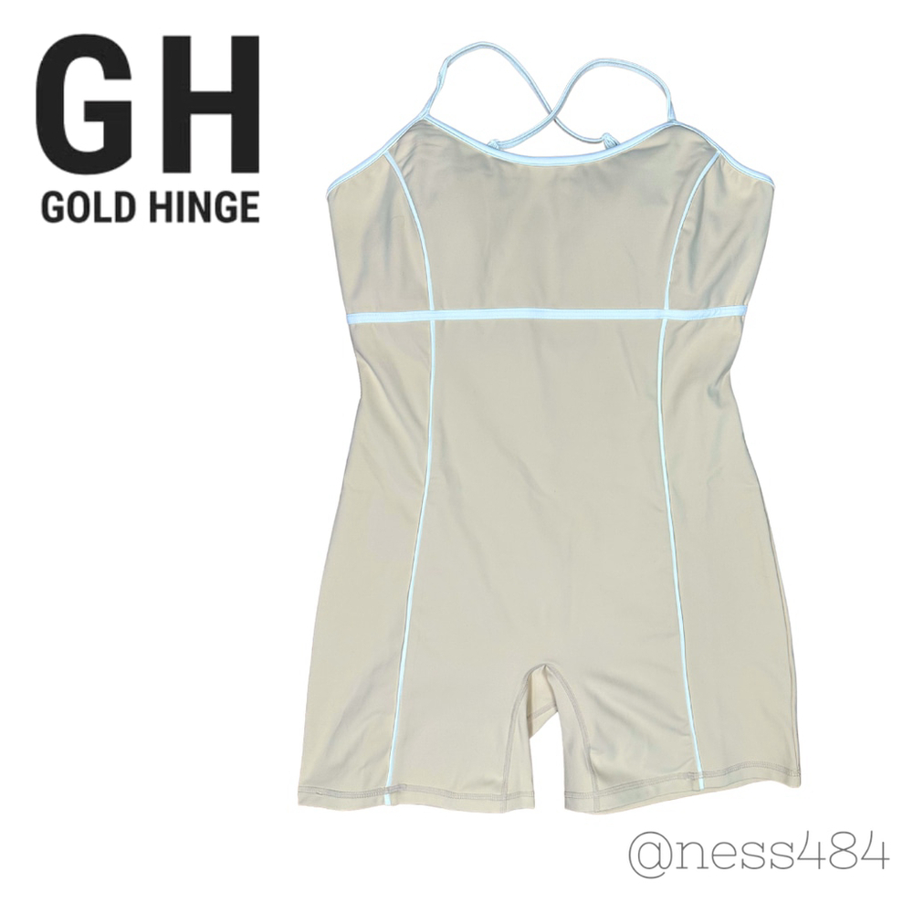 Women's Gold Hinge Bodysuit XL Beige and White NWT‎